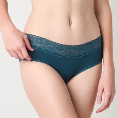 Arizona Body Cotton With Lace Hipster Panty In Blue