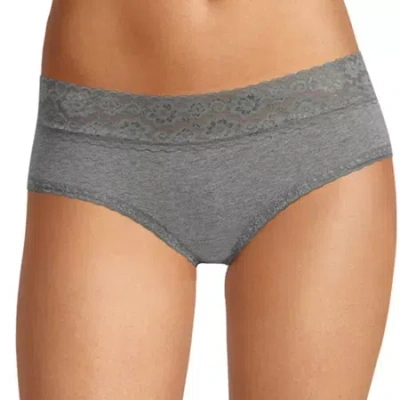 Arizona Body Cotton With Lace Hipster Panty In Gray