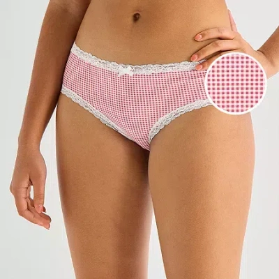 Arizona Body Cotton With Lace Hipster In Pink