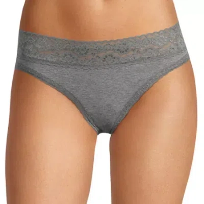 Arizona Body Cotton With Lace Thong In Gray