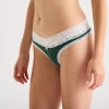 Arizona Body Cotton With Lace Thong In Green