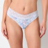 Arizona Body Cotton With Lace Thong In Multi