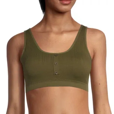 Arizona Body Henley Seamless Bralette In Green