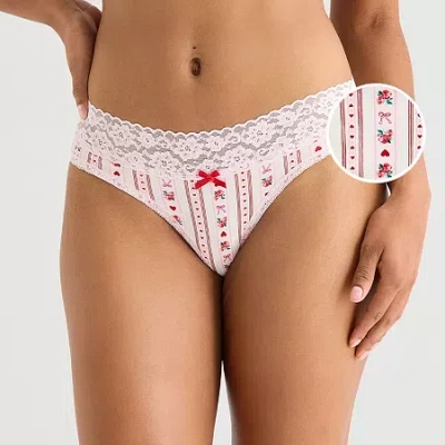 Arizona Body Organic Cotton With Lace Thong In Pink