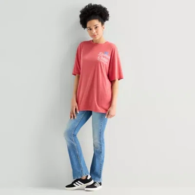 Arizona Body Womens Crew Neck Short Sleeve Juniors Pajama Top In Pink