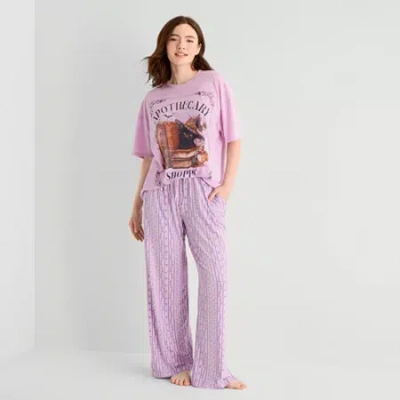 Arizona Body Womens Crew Neck Short Sleeve Juniors Pajama Top In Purple
