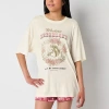 Arizona Body Womens Crew Neck Short Sleeve Juniors Pajama Top In Sand