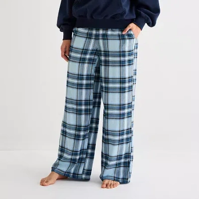 Arizona Body Womens Flannel Juniors Pajama Pants In Blue