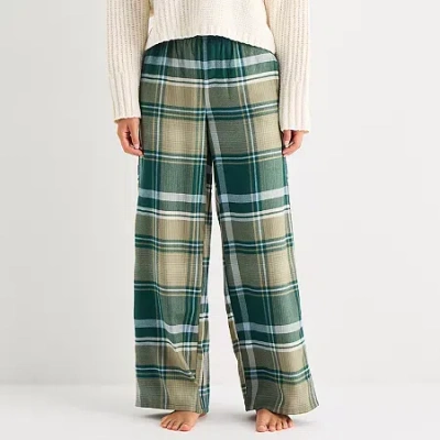 Arizona Body Womens Flannel Juniors Pajama Pants In Green