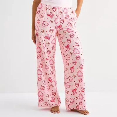 Arizona Body Womens Flannel Juniors Pajama Pants In Pink