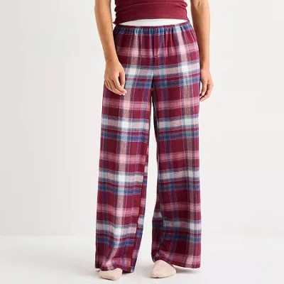 Arizona Body Womens Flannel Juniors Pajama Pants In Red