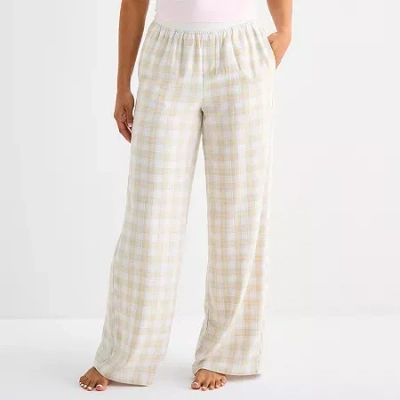 Arizona Body Womens Flannel Juniors Pajama Pants In Sand