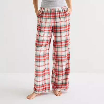 Arizona Body Womens Flannel Juniors Pajama Pants In White