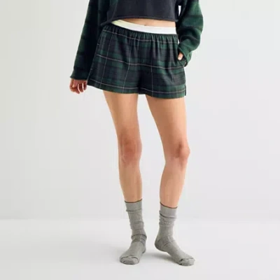 Arizona Body Womens Flannel Juniors Pajama Shorts In Black