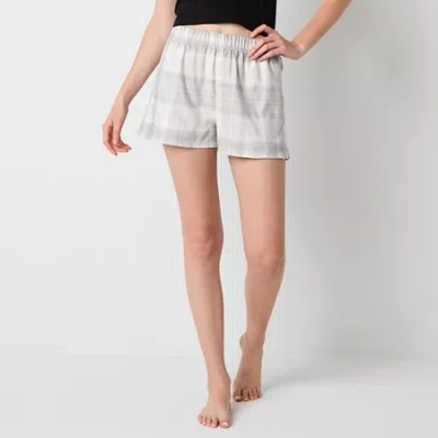 Arizona Body Womens Flannel Juniors Pajama Shorts In Gray