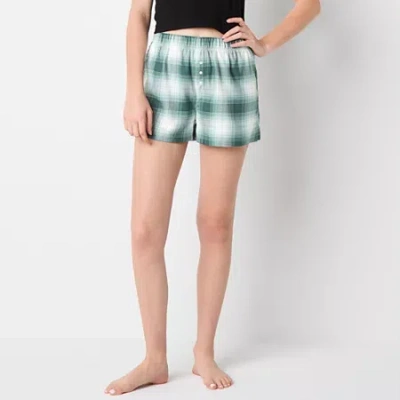 Arizona Body Womens Flannel Juniors Pajama Shorts In Green
