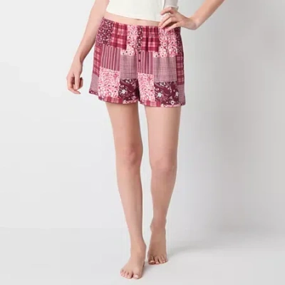 Arizona Body Womens Flannel Juniors Pajama Shorts In Pink