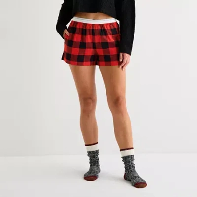 Arizona Body Womens Flannel Juniors Pajama Shorts In Red