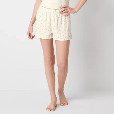 Arizona Body Womens Flannel Juniors Pajama Shorts In White