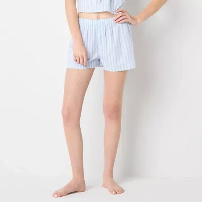 Arizona Body Womens Poplin Juniors Pajama Shorts In Blue