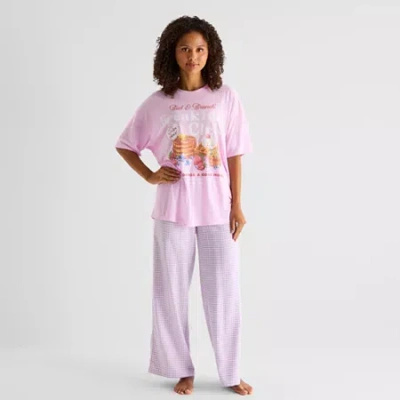 Arizona Body Womens Round Neck Short Sleeve Juniors Pajama Top In Pink