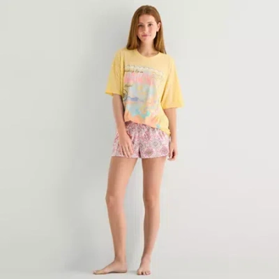 Arizona Body Womens Round Neck Short Sleeve Juniors Pajama Top In Multi
