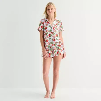 Arizona Body Womens Short Sleeve 2-pc. Juniors Pajama Set In Blue