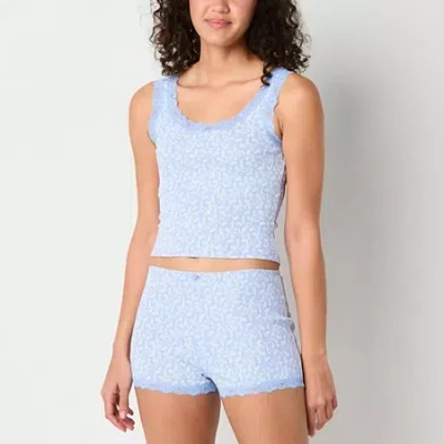 Arizona Body Womens U Neck Sleeveless Pajama Top In Blue