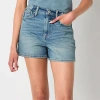 Arizona Curvy Womens High Rise Juniors Denim Short In Blue