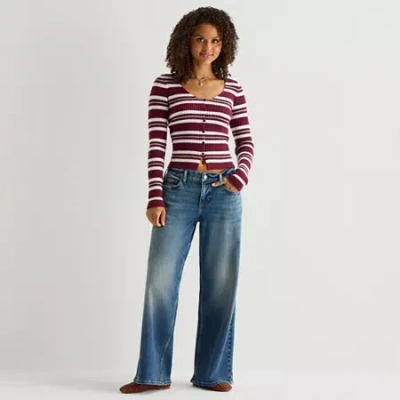 Arizona Curvy Womens Juniors Low Rise Baggy Fit Jean In Blue