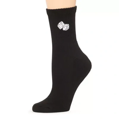 Arizona Embroidered Mens 1 Pair Crew Socks In Black