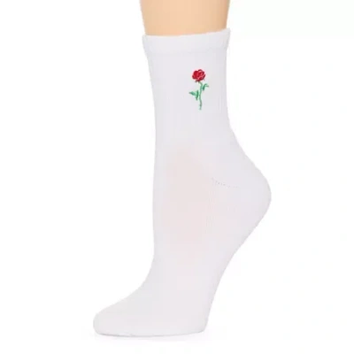 Arizona Embroidered Mens 1 Pair Crew Socks In White