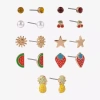 Arizona Fruit Womens Star 9 Pair Earring Set In Multi