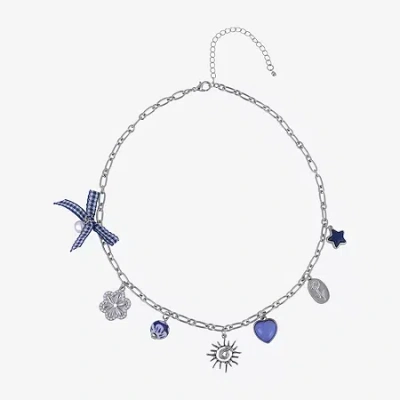 Arizona Girls 16 Inch Statement Necklace In Blue