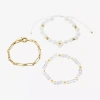 Arizona Gold Tone Beaded & Charm Womens 3-pc. Bracelet Set In White