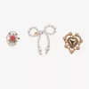 Arizona Gold Tone Bow Flower Heart Pin In Multi
