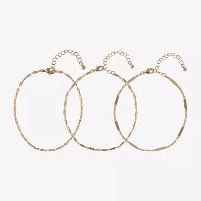 Arizona Gold Tone Chain Womens 9 Inch Curb Ankle Bracelet