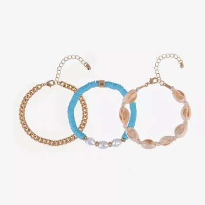 Arizona Gold Tone Cowrie Shell Womens 3-pc. Bracelet Set In Multi