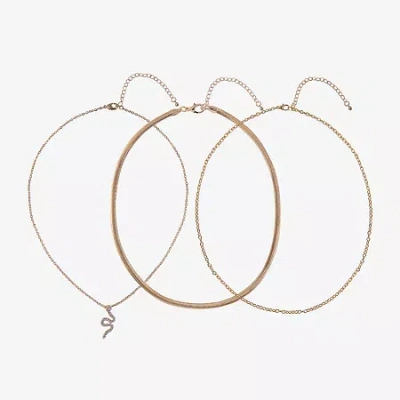 Arizona Gold Tone Snake Womens Glass 3-pc. Necklace Set In Burgundy