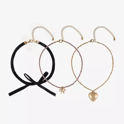 Arizona Gold Tone Womens Bow Heart 3-pc. Necklace Set In Blue