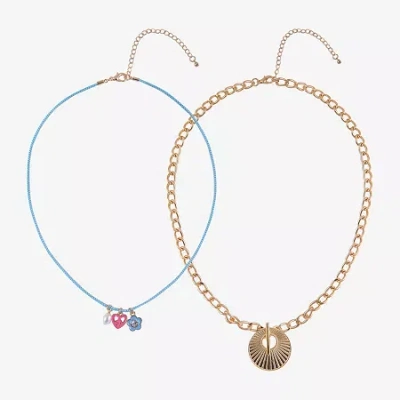 Arizona Gold Tone Womens Glass Heart 2-pc. Necklace Set