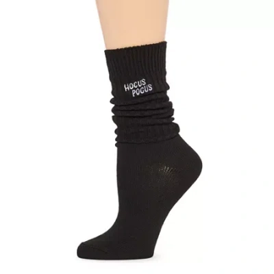 Arizona Halloween Slouch Womens 1 Pair Crew Socks In Black