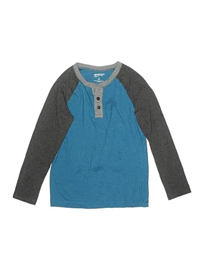 Pre-owned Arizona Jean Company Kids' Long Sleeve Henley Shirt In Teal