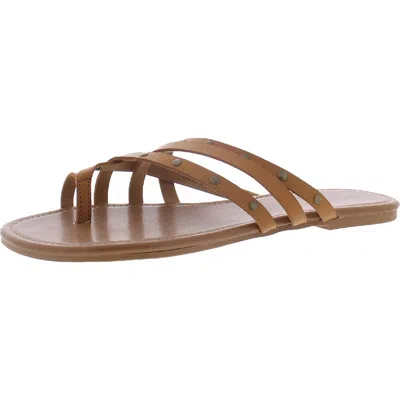 Arizona Jeans Co. Glori Womens Toe Loop Studded Flat Sandals In Brown