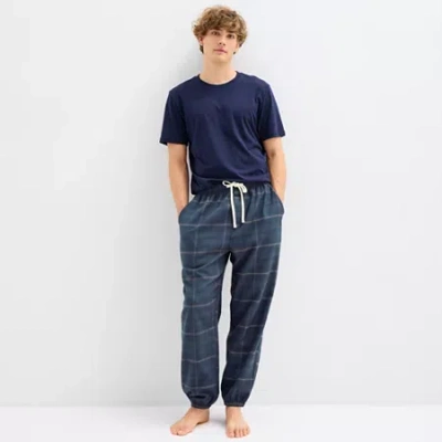 Arizona Jogger Mens Flannel Pajama Pants In Blue