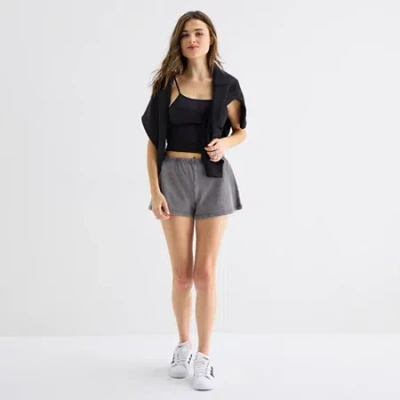 Arizona Juniors Mid Rise Juniors Shortie Short In Gray