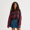 Arizona Juniors Womens Boat Neck Long Sleeve Striped Pullover Sweater In Multi