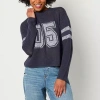 Arizona Juniors Womens Crew Neck Long Sleeve Pullover Sweater In Blue