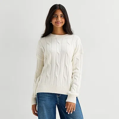 Arizona Juniors Womens Crew Neck Long Sleeve Pullover Sweater In Multi