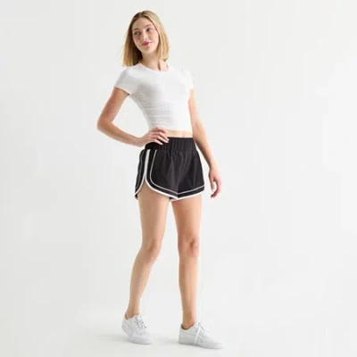 Arizona Juniors Womens Mid Rise Juniors Active Pull-on Short In Black